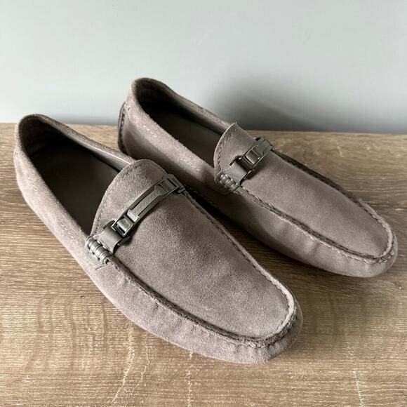 Hugo Boss Drimeto Gray Suede Driving Loafers Shoes Mens Size 10 - Picture 3 of 11